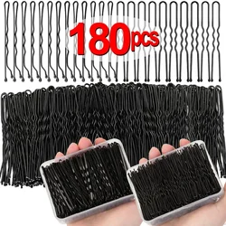 30/180pcs Black Hair Clips U-Shaped Bobby Pin Invisible Wavy Hairpin Hairstyle Styling Metal Hair Grip Barrette Hair Accessories