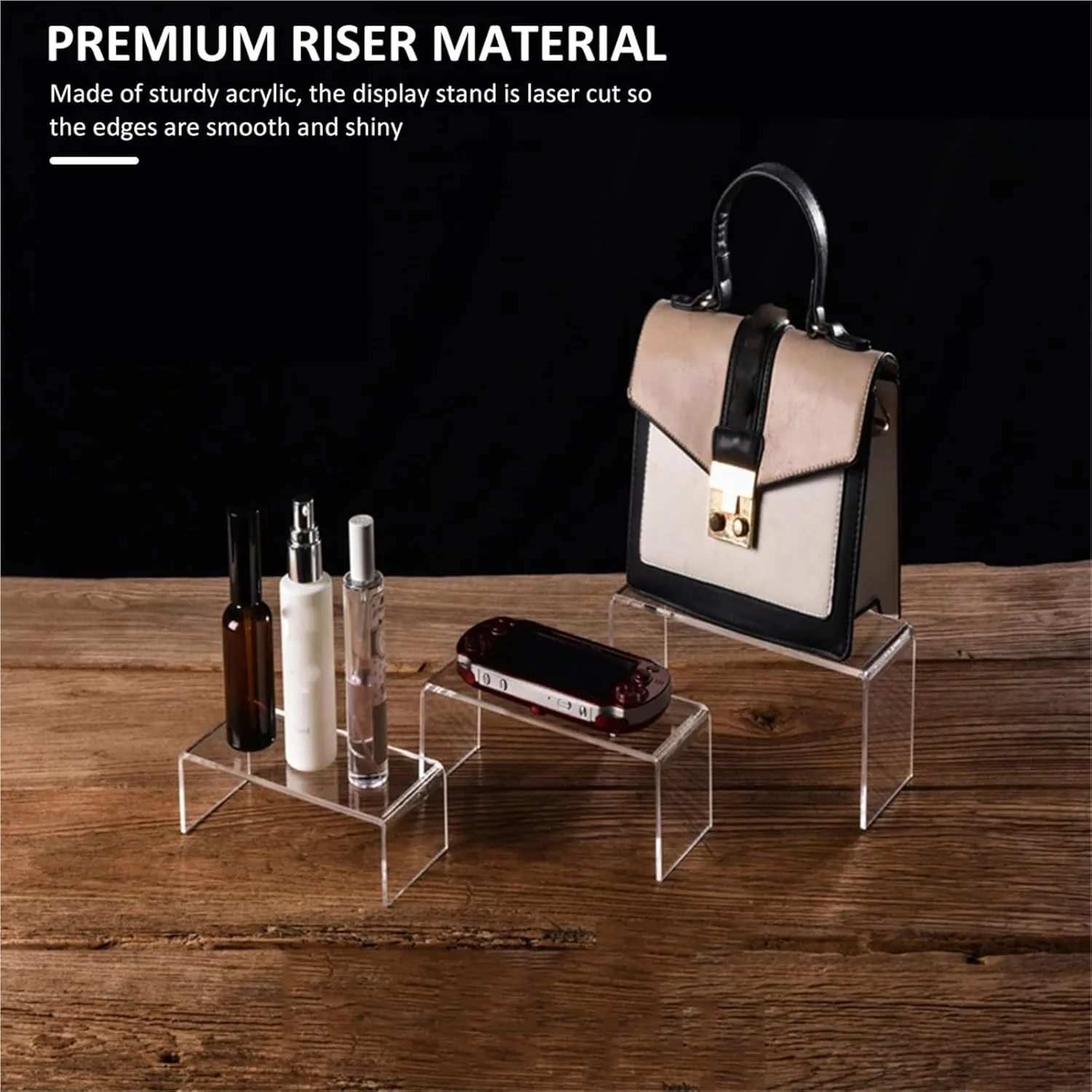 3 Teile/satz Klar Acryl Display Stand Schmuck Schaufenster Lagerung Rack Regal Halter Spielzeug Auto Modell Geldbörse Parfüm Display-ständer – Detail 5