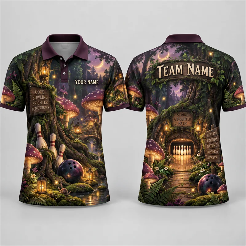 Custom Bowling Polo Shirt Personalized Name Team Name Vintage Graphic Short Sleeve Jersey League Tournament Sports Uniform Tops