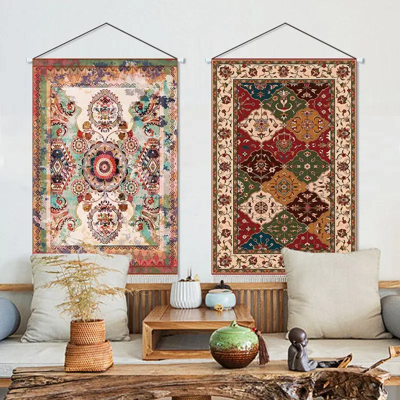 VIKAMA Boho Ethnic Mandala Tapestry Vintage Oriental Floral Art Wall Hanging Bedroom Living Room Home Decor
