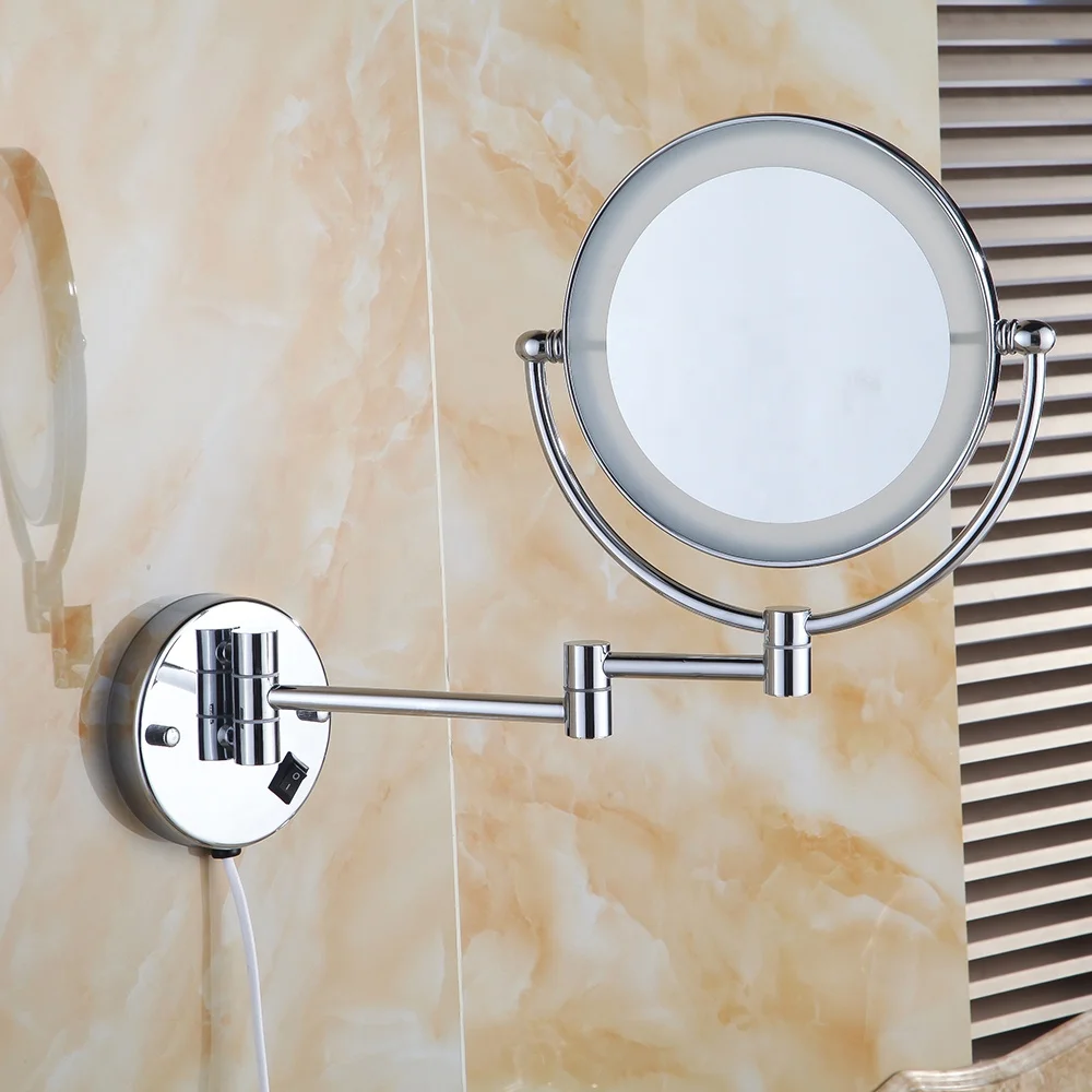 8-Inch Light Emitting Diode Light Wall-mounted Hotel Bathroom Vanity Mirror Enlarged Makeup Mirror on Both Sides Personal Use