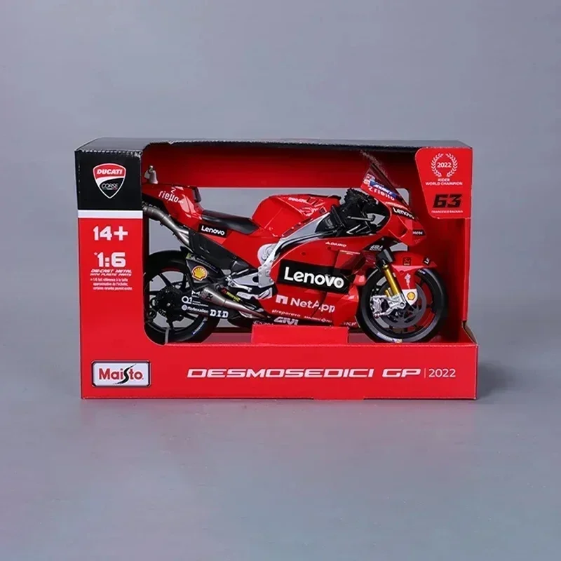 Gorący w magazynie 1:6 Maisto Ducati Desmosedici Diecast Model 2022 Moto Gp Ducati Lenovo zespół luksusowy pojazd samochód zabawki prezent dla dzieci