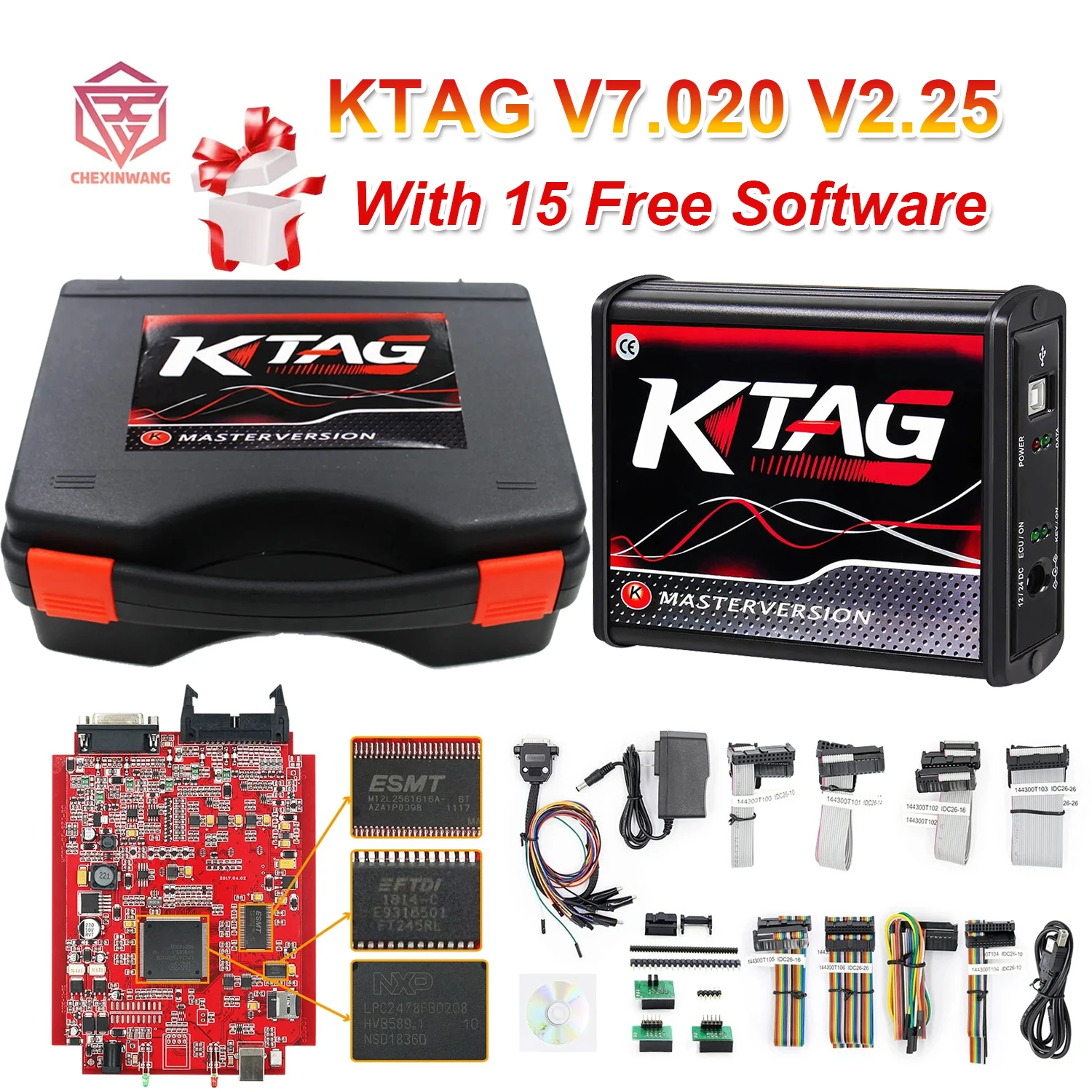 For Ktag V7.020 KESS V2.8 V2 V5.017 SW V2.25 v2.47 Red PCB Red European ECU Tool OBD2 Tuning ECU Programmer