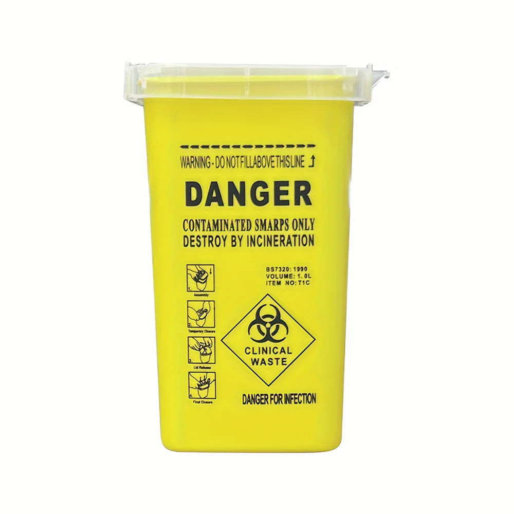1L Tattoo Sharps Sammlung Eimer Augenbraue Trimmer Glas Fragmente Lagerung Box Nadel Einweg Sharps Kunststoff Behälter