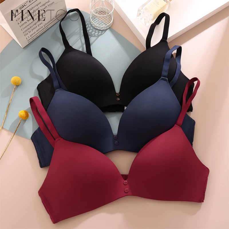 FINETOO-ropa interior Sexy de realce sin aros para mujer, sujetadores sin costuras con copa en V profunda, Bralette cómodo ajustable, lencería femenina sin espalda