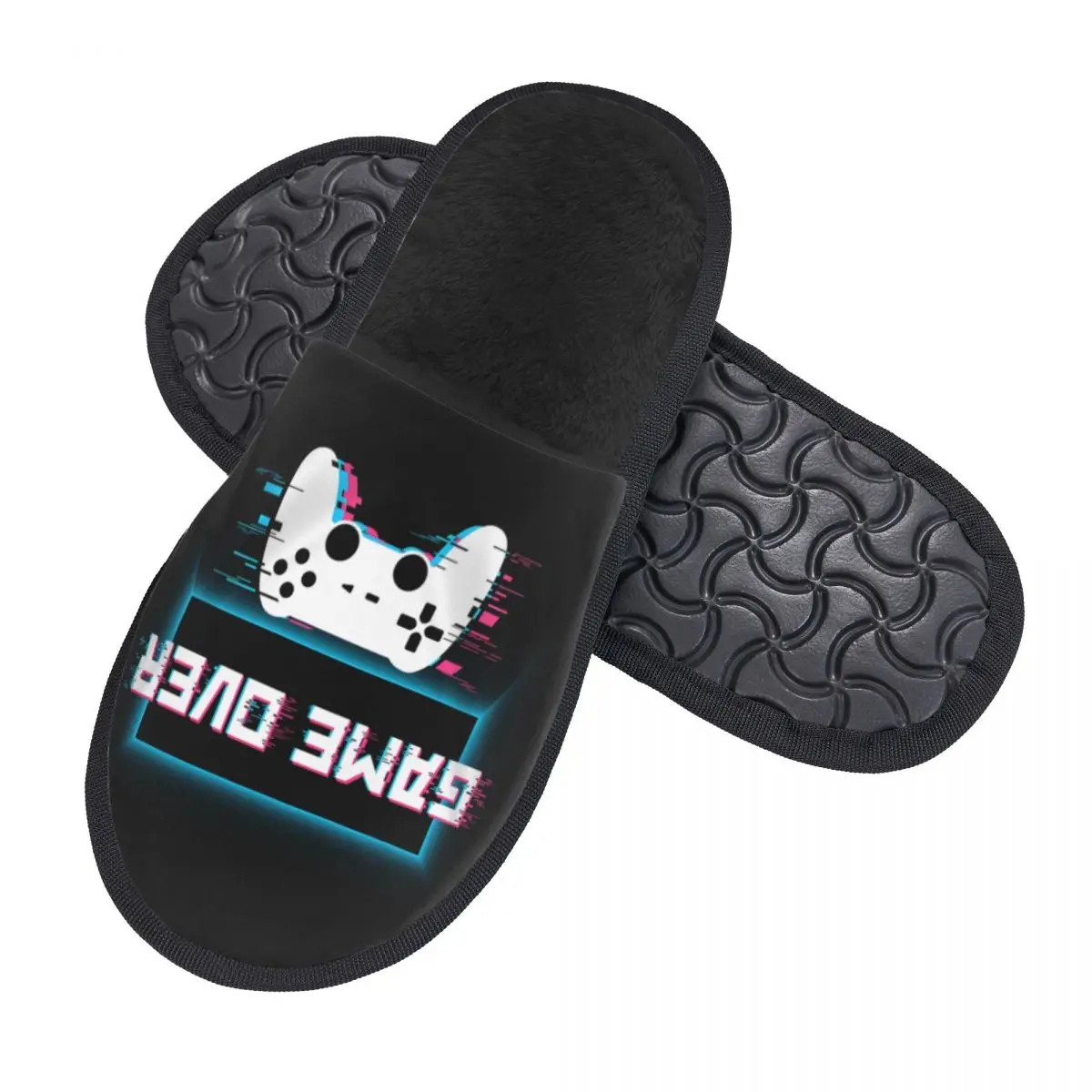 Custom Game Over Gaming Gamer Controller House Slippers Women Soft Memory Foam Video Game Slip On Spa Slipper Shoes