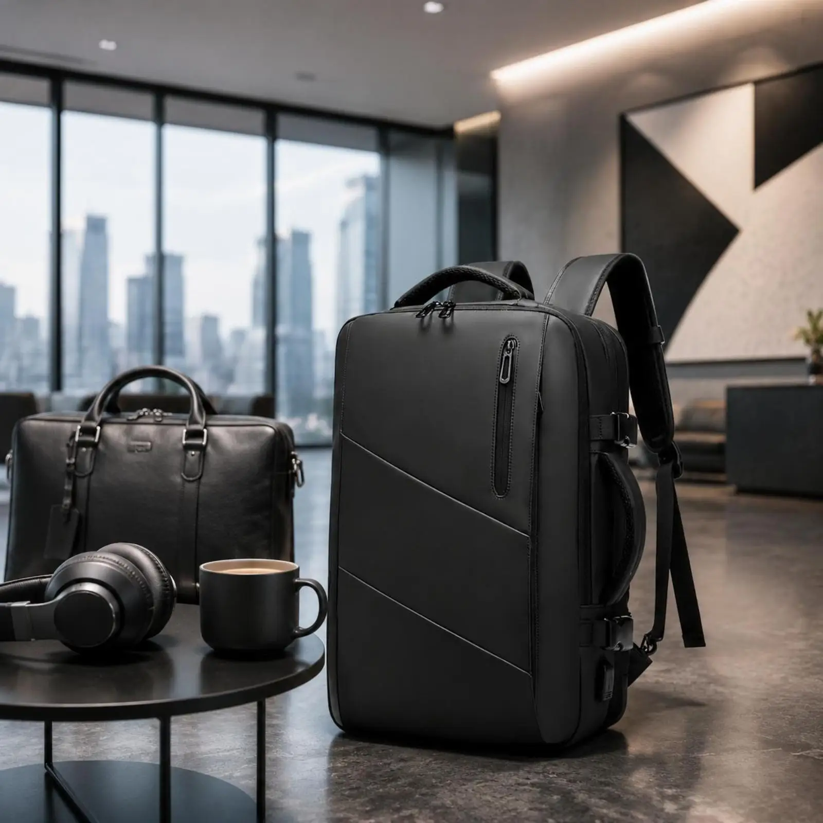 Business Backpack Brand Emblem Print Travel Backpack Large Capacity