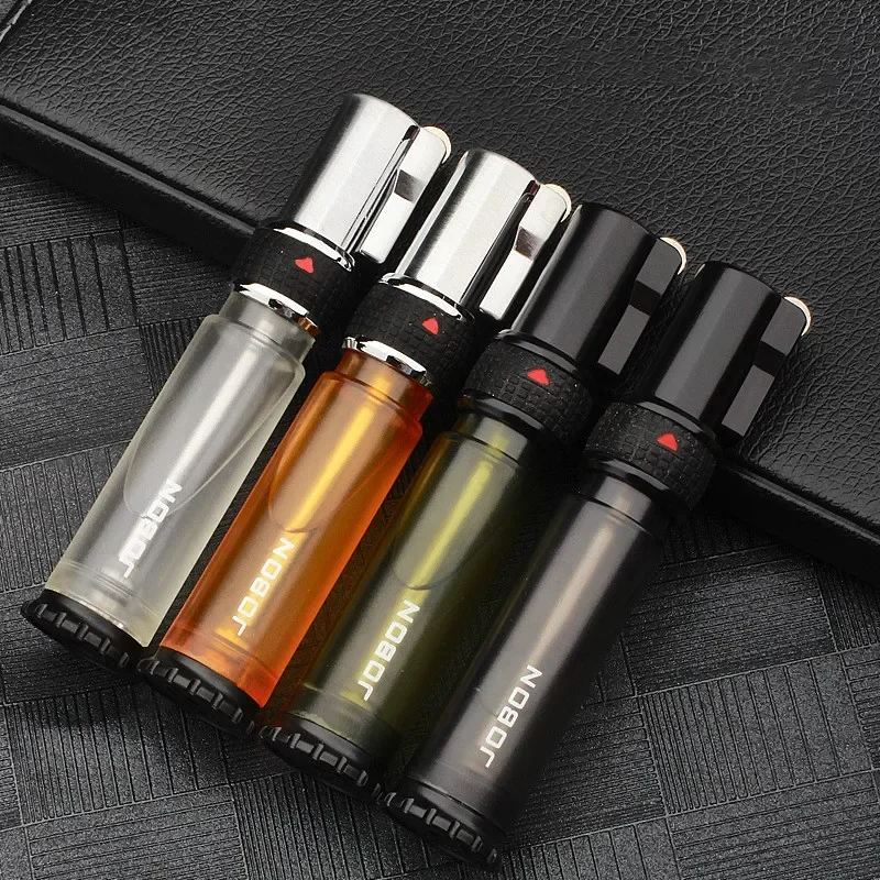 Windproof Blue Flame Direct Spark Lighter Personalized Transparent Visible Gas Box Cigar Multi purpose Grinding Wheel Igniter