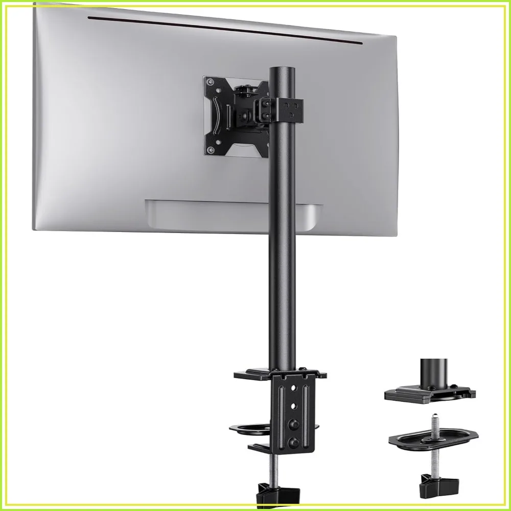 Single Monitor Mount for 13-32" Screens, Height & Angle Adjustable, Holds 17.6lbs, VESA 75/100mm, Black