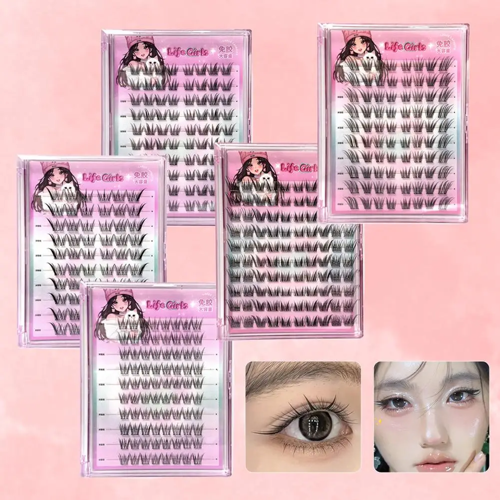 Clusters de cils sans colle, Extensions de cils à pointes, volants obliques, faux produits, maquillage de style renard W N9S7