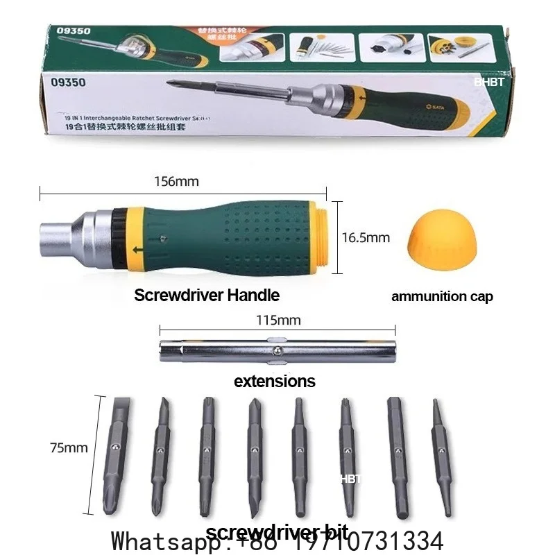 SATA 19 in 1 Precision Screwdriver Interchangable Ratchet Screwdriver Set Two-way Ratchet Multi-function Repair Hand Tool