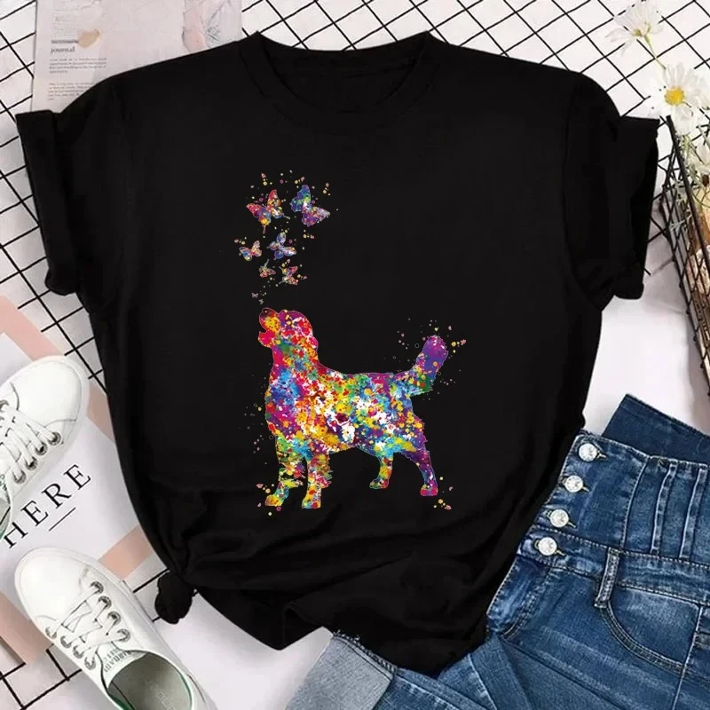 2026 New Hot Sale Tshirt Women Watercolor Golden Retriever Chihuahua Animal Print T-Shirt Femme Pet Dog T Shirt Female Tee Tops