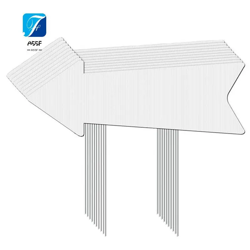 A55F-Directional Arrows Signs With Stakes, 4 Pack Blank Yard Signs Plastic Parking Signs With Arrows Outdoor Lawn Guidepost