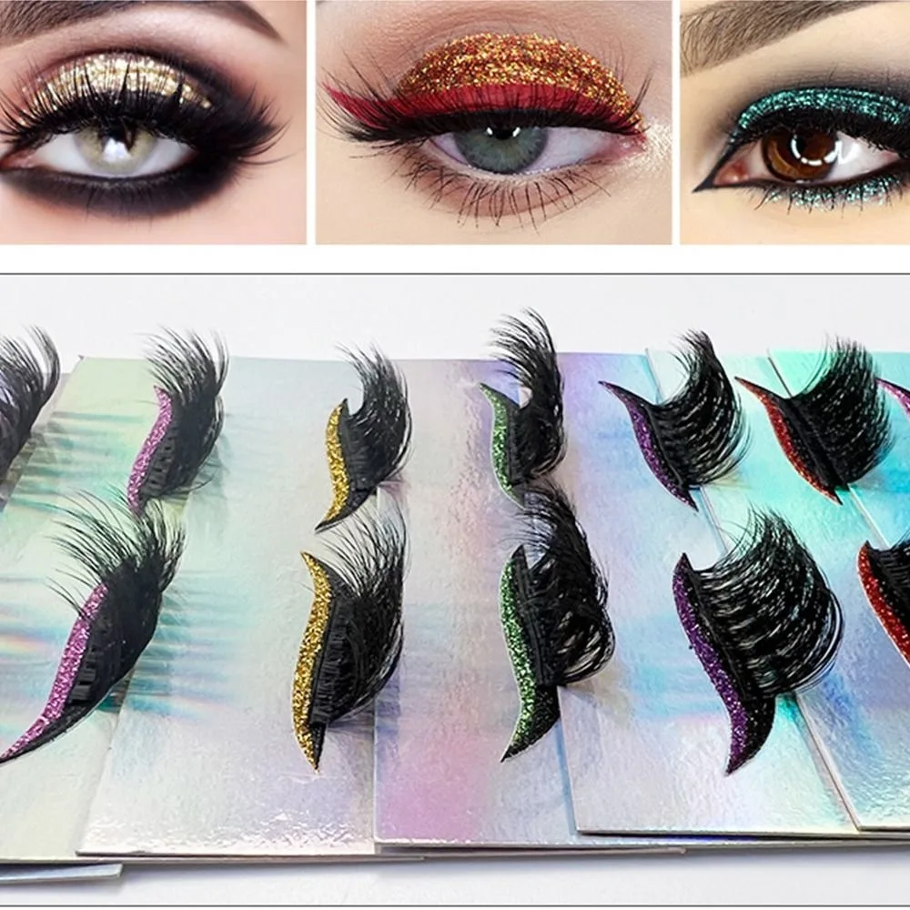 Self Adhesive Lazy Eye Shadow Eyelash Patch Reusable Quick Makeup Eyeshadow Eyelash Stickers Eyeshadow Color Random