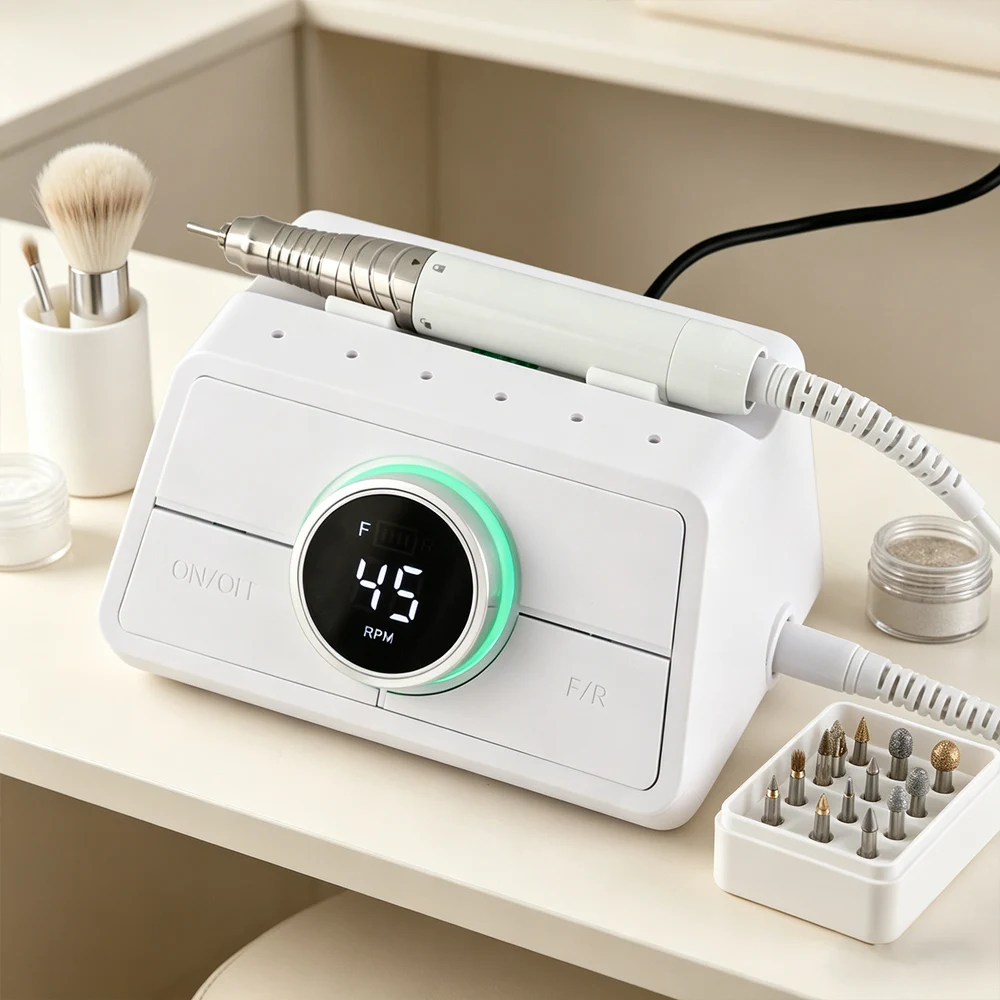 85W Brushless Nail Drill Machine 45000RPM Auto-Sensing with Foot Pedal Professional Manicure Pedicure Tool