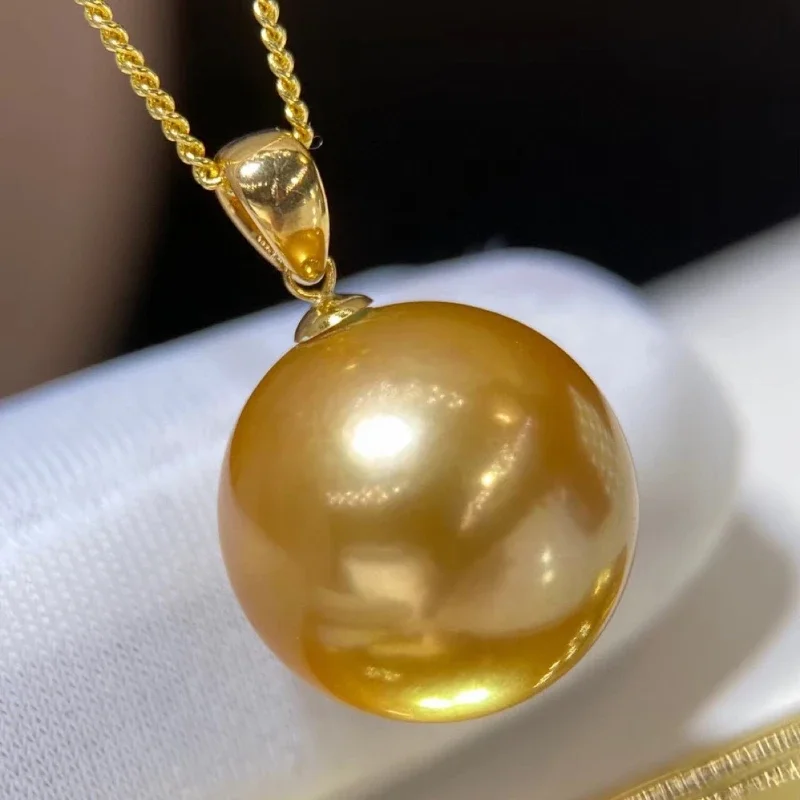 

Кулон из натурального золота с жемчугом 13-14 мм, ювелирные изделия из серебра 925 пробы для женщин