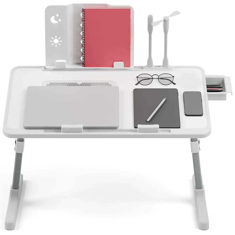 Lift Foldable Laptop Table For Bed Stand Lap Lazy Learning Desk Student Computer Desk For Working Read With Radiator Drawer