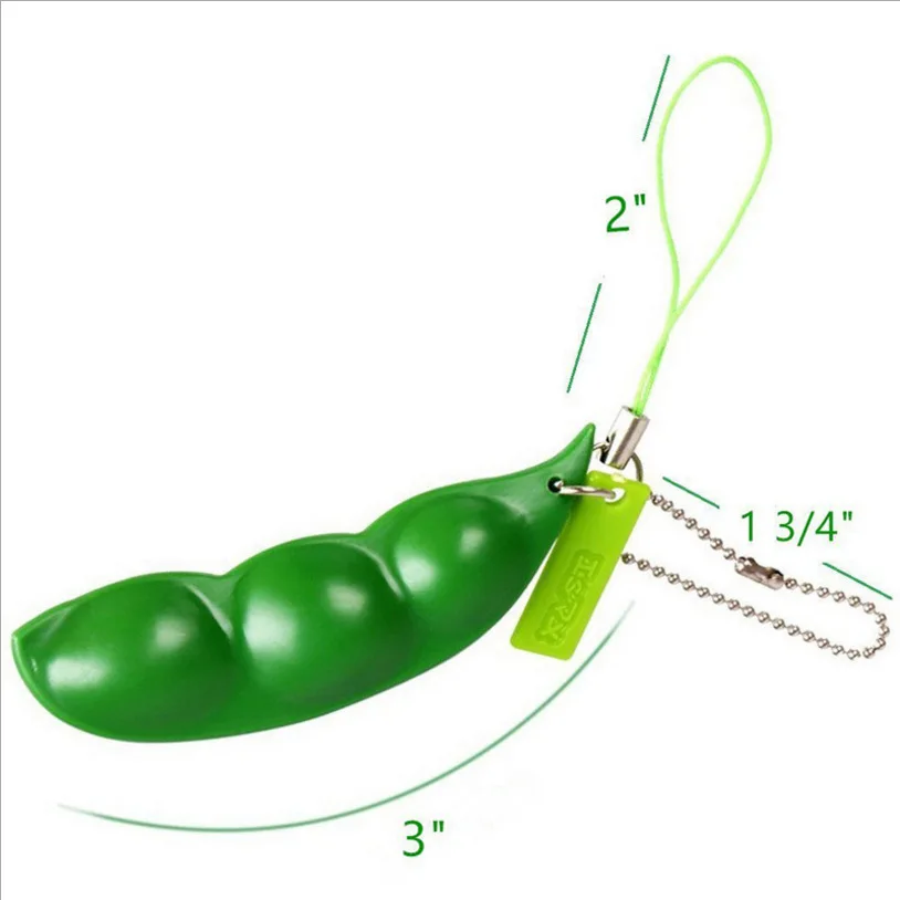 TOBEFU Fidget Toys Rubber Peas Beans Keychain Decompression Edamame Toy Squishy Squeeze Cute Stress Reliver Adult Boys Xmas Gift