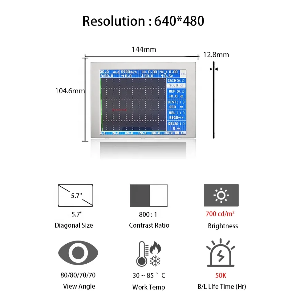

Оригинальный 5,7-дюймовый TFT ЖК-экран AUO 640 (RGB) * 480 VGA 141PPI Высокая яркость Промышленные TFT ЖК-модули со светодиодным драйвером
