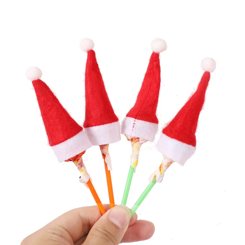 Forniture per decorazioni natalizie Cappello natalizio lecca-lecca Caramelle Mini cappello natalizio Regali di Natale in tessuto non tessuto per bambini