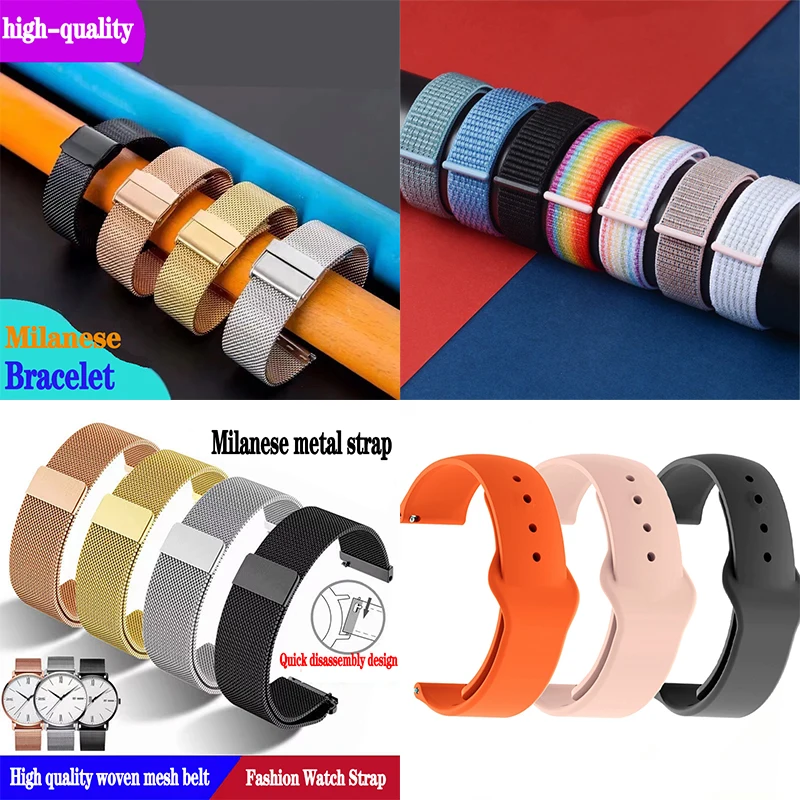 สายไนลอน18มม. 20มม. 22มม. สำหรับ Garmin vivoactive 3 4 4S สายซิลิกา venu 2 2S 3S SQ Forerunner สร้อยข้อมือ645 Milanese LOOP