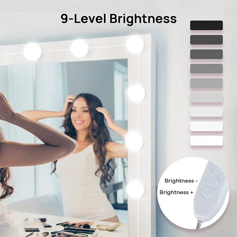 LED Vanity Mirror Light Hollywood Make Up Light for Vanity Stick On USB Dimmable Bulbs for Makeup Vanity Table & Bathroom Mirror