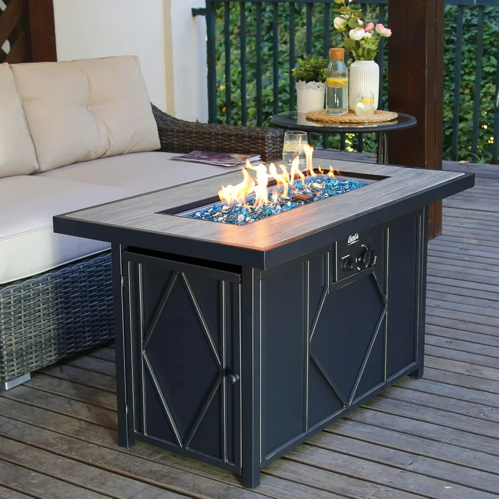 

Gas FireTable 42" Ceramic Tabletop Propane Firepit 60,000 BTU Dinner Coffee Table, Good for Outside Patio Backyard, Firepit