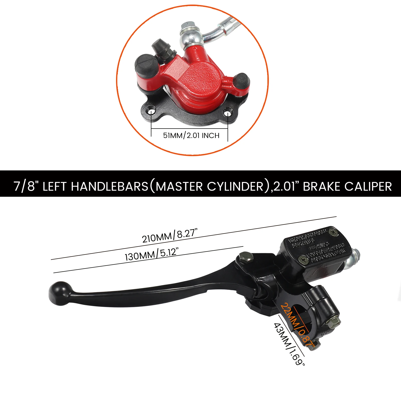 2 Stroke 47 49cc Motorcycle Pocket Bike Brake Rear Left Pump Master Cylinder Hydraulic Brake Hose Line Brake Caliper 120mm Dsic