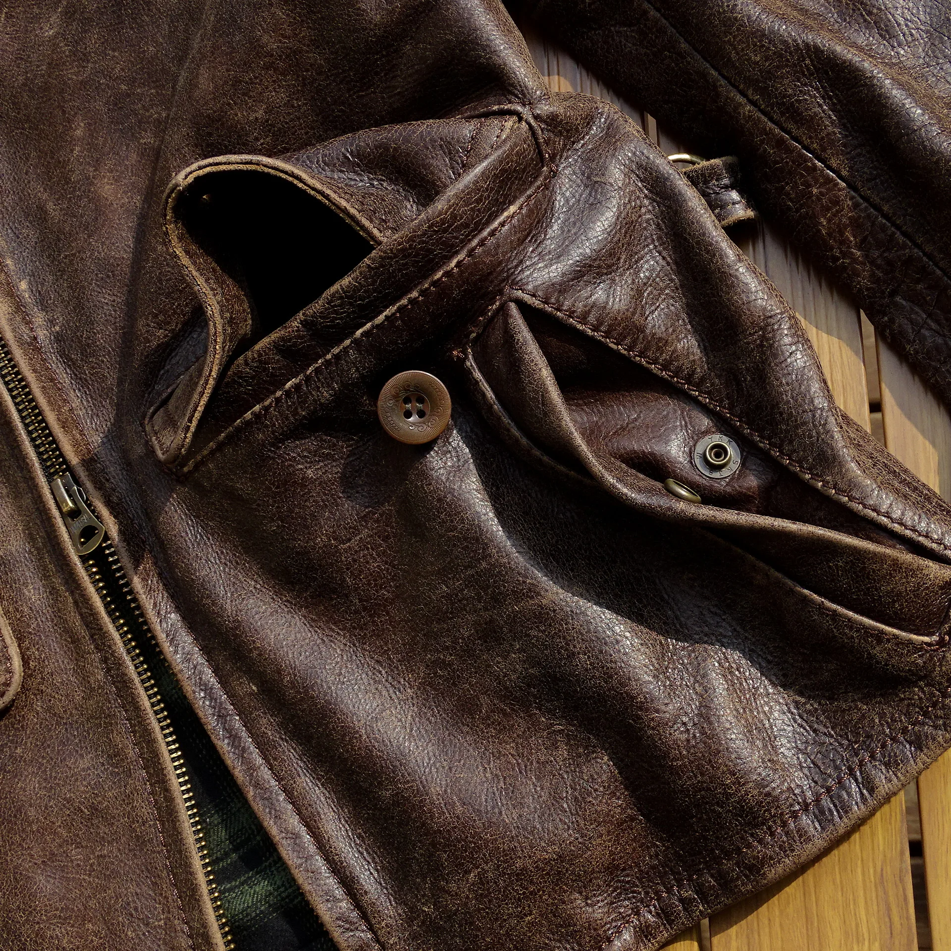 Men's Genuine Leather Jacket Cowhide Newsboy Type Distressed