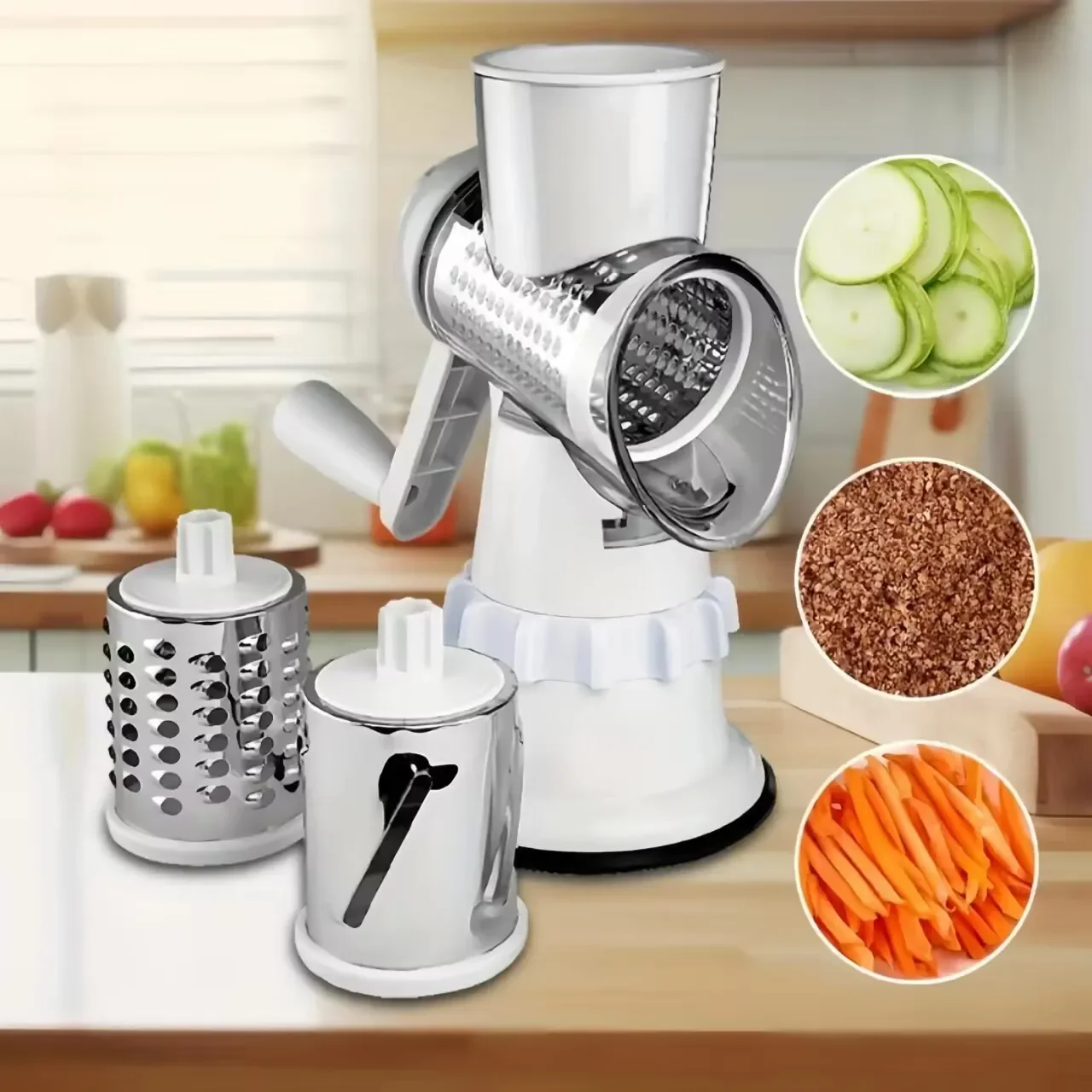 Hands free kitchen gadgets Multi-functional vegetable slicer, cutting machine, vegetable grinder, chopper, fruit rotary handle,