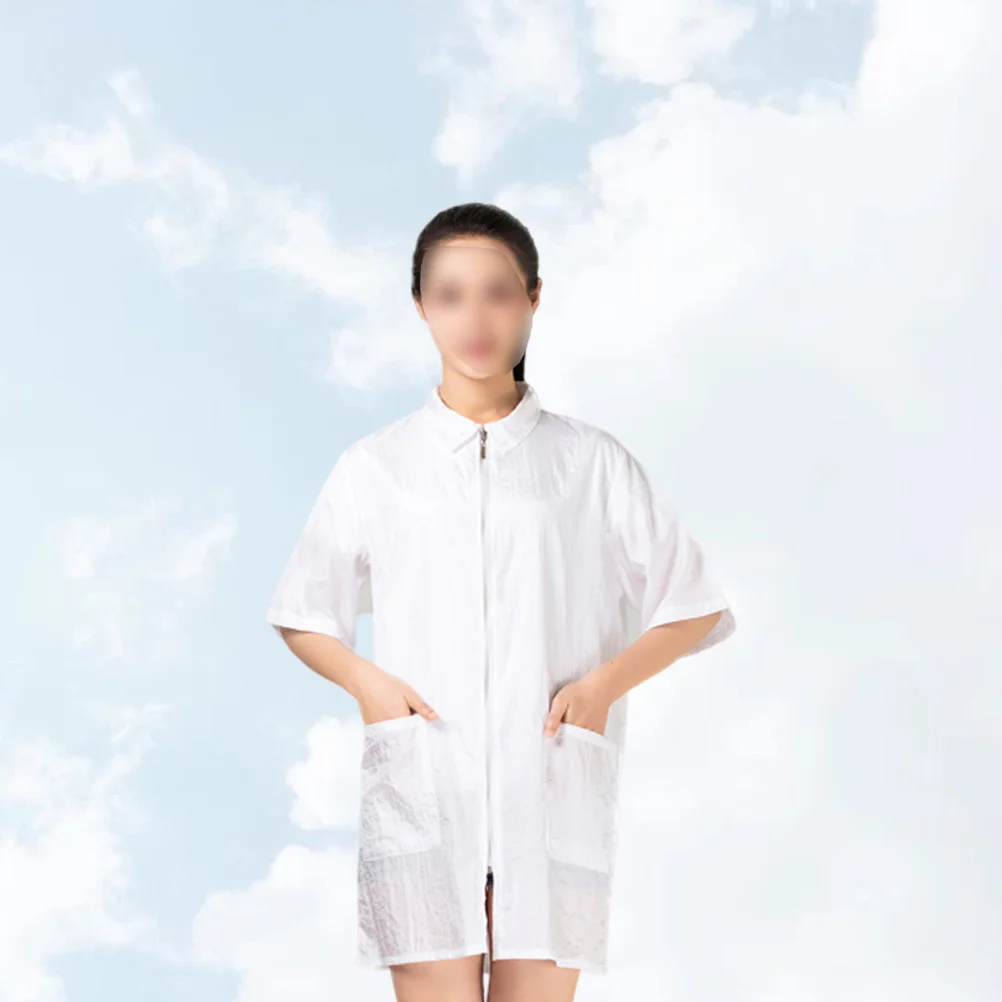 

Hair Dye Clothes White L Waterproof Nylon Turn-Down Collar Short Sleeve Work Clothes for Man Woman Fashionable