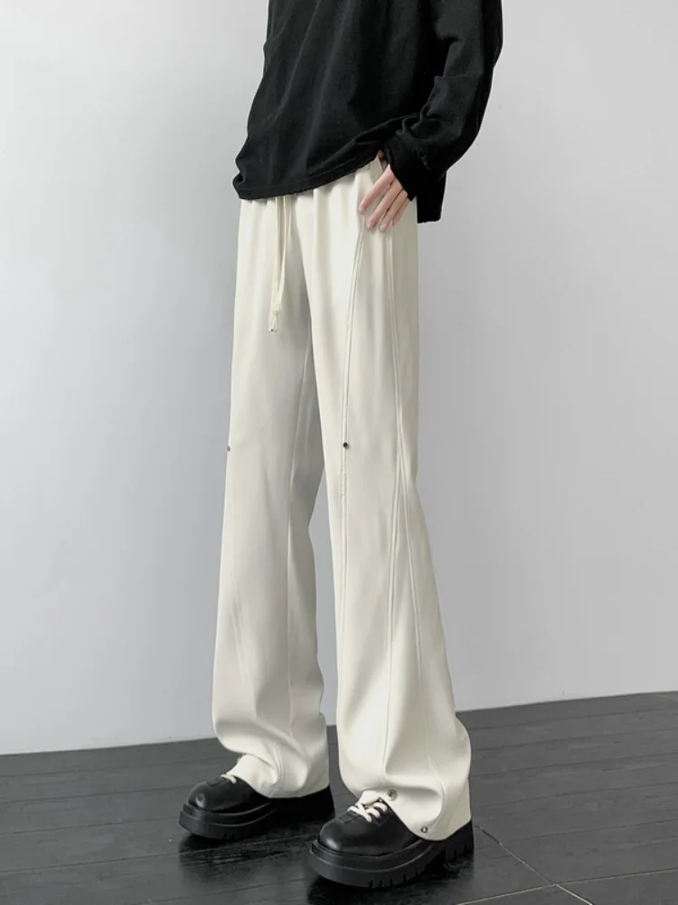 

Мужские брюки-клеш с заклепками, прямые, осенние, модные, широкие, повседневные, свободного кроя, молодежные, стильные