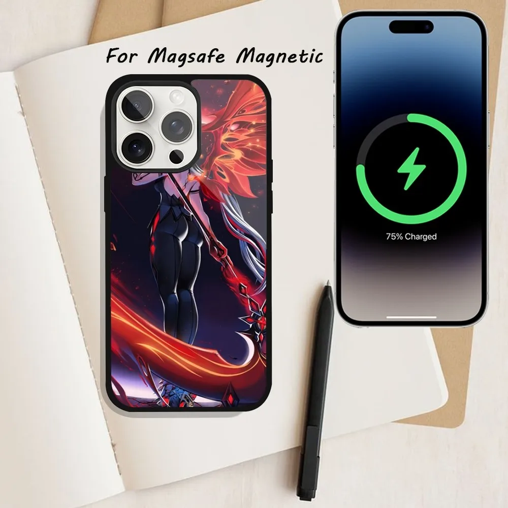 Game Genshin Impact Arlecchino Phone Case  For iPhone 15 12 13 14 11 Pro Plus Max Magsafe Magnetic Wireless Charging shell