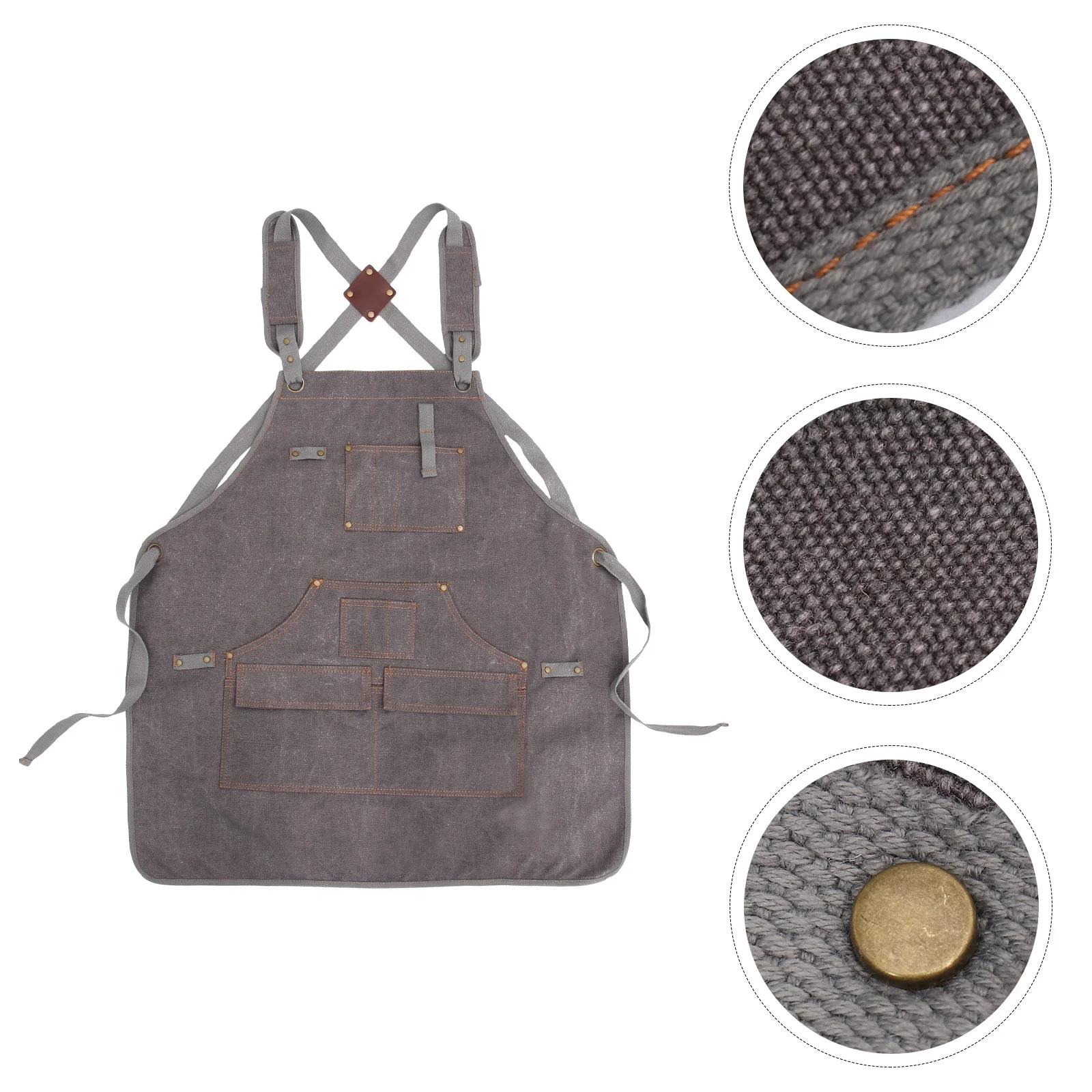 

1 шт., утолщенный потертый холщовый фартук с несколькими карманами, темно-серый сверхпрочный сварочный защитный фартук для деревообработки, одежда для деревообработки