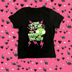 Y2k Women's Retro Clothing Pattern T-shirt Women's Open Navel Slimming T-shirt Gothic Kpop Emo