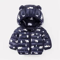 Cute Baby Girls Winter Clothes Kids Light Down Coats with Ear Hoodie Spring Girl Jacket Toddler Children Clothing For Boys Coat