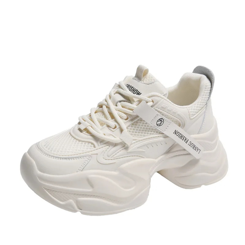 Meotina-Baskets en cuir véritable pour femmes, chaussures rondes plates à lacets, mode décontractée, printemps automne, beige blanc 40