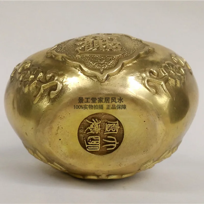 Chinese Gold Ingot Ornament Lucky Ingot Decorative Sculpture Mascot Metal Crafts Feng Shui Lucky Auspicious Crafts Home Decorati