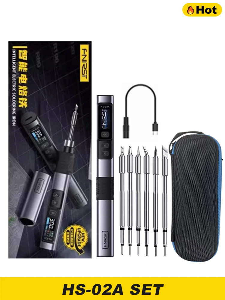 FNIRSI HS-02 Soldering Iron Smart Sleep IPS Color Display Screen 100-450℃ Soldering Rework Station PD100W Portable Repair Tool image 3
