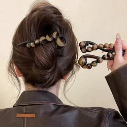 Retro Round Beads Ponytail Twisted Clip Buckle Grab Clip Back Head Ponytail Clips Hair Clip Hair Styling Tool Hair Accessories