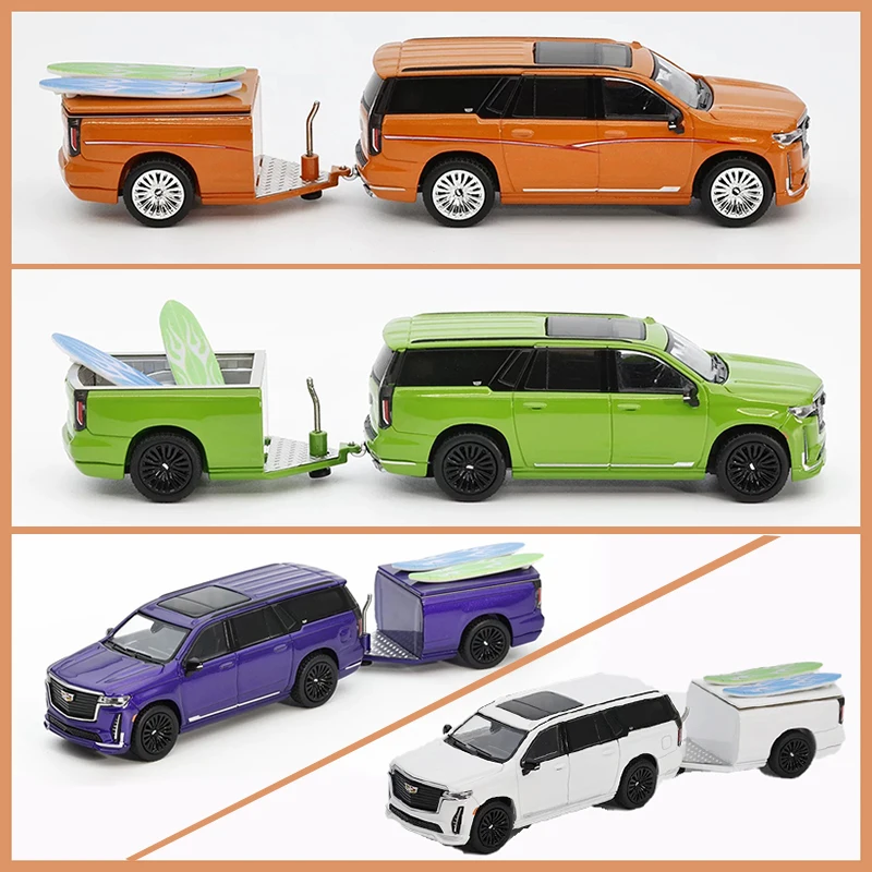 

SHADOW Pro Diecast 1:64 Escalade-V ESV With Cut-body Trailer Alloy Car Model Collection Display Ornament Toy Gift
