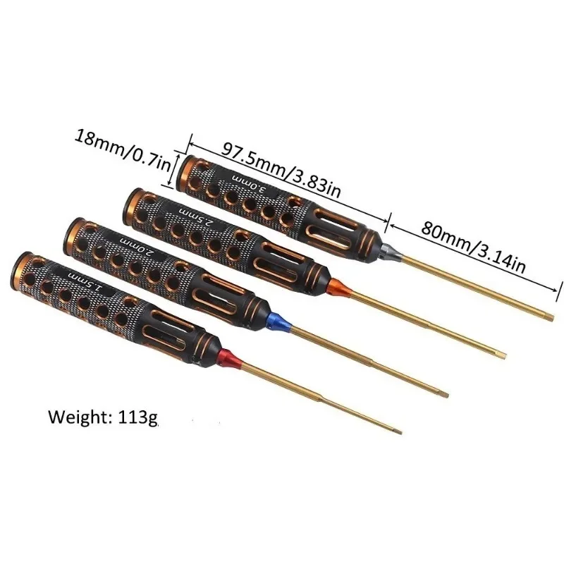 4pcs Rc Model Car Repair Tools Hard Alloy Steel Metal Hex Screwdrivers Tools 1.5/2.0/2.5/3.0mm For Rc Model Cars Airplane Boa