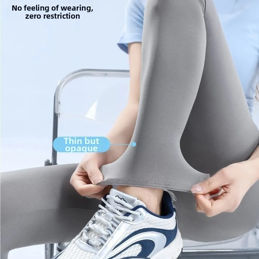Summer Ultra-Thin Yoga Pants Ice-Silk High-Waist Shark Pants Comfortable Stretchy Women's Leggings Outerwear