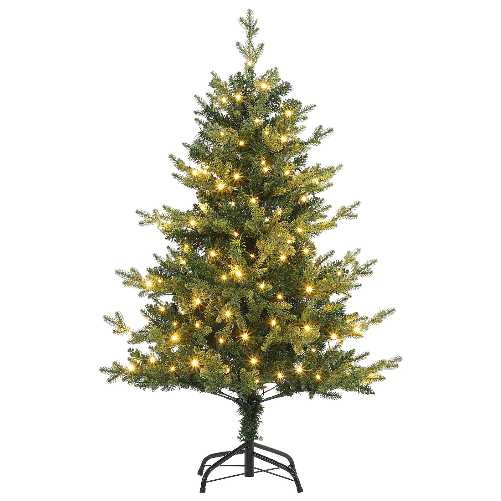 4 Ft Artificial Small Christmas Tree with 150 Warm White LED Lights and 265 Branch Tips Easy Assembly Fake Xmas Tree