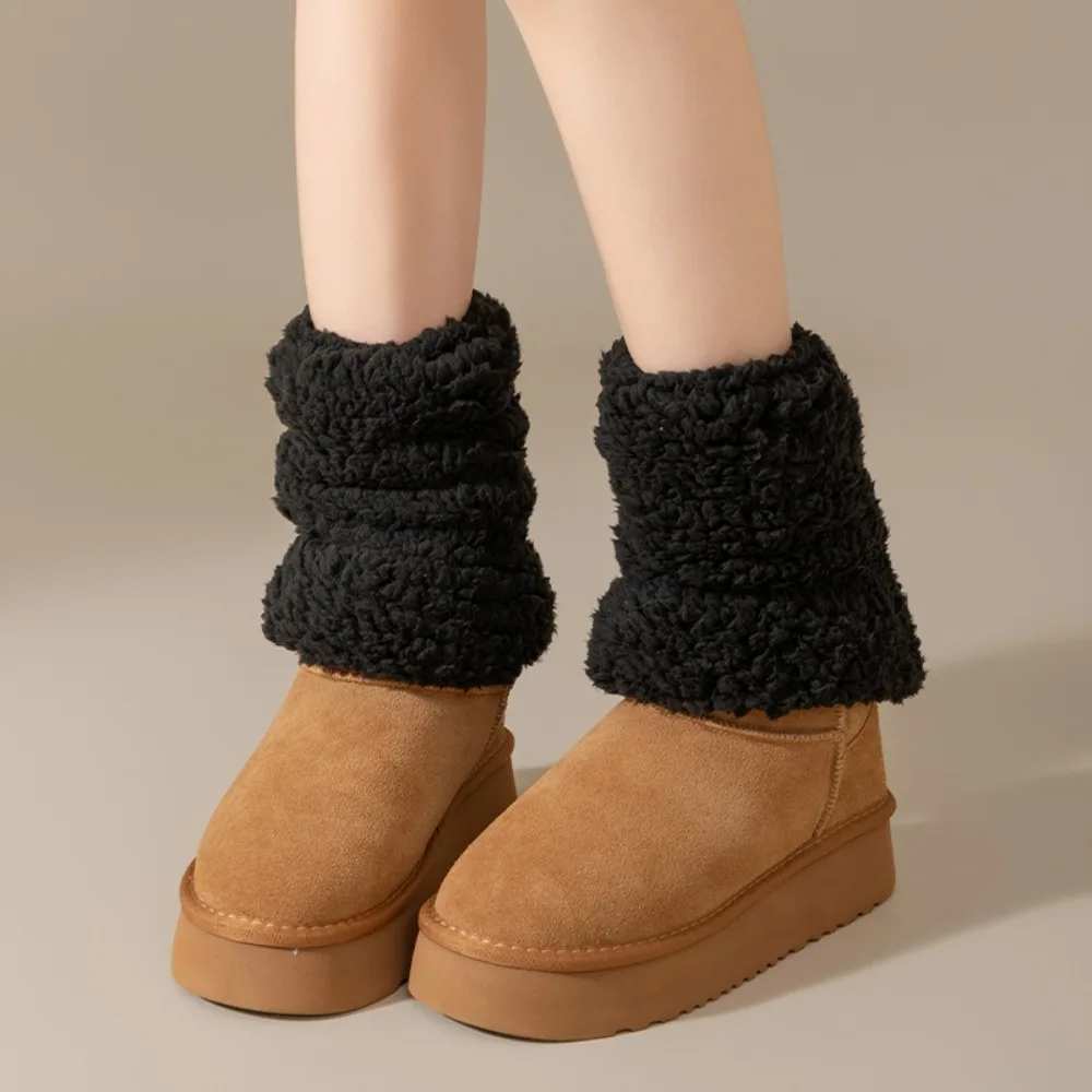 

Foot Cover Japanese Style Furry Leg Warmers 20cm Y2K Lolita Boots Cover Coral Fleece Sweet Warm Knee Sleeve Autumn/Winter