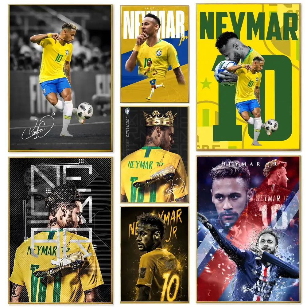 Póster de futbolista N-neymar J-jr, arte impreso para pared, adecuado para sala de estar, dormitorio, bar, salón, decoración del hogar, regalo