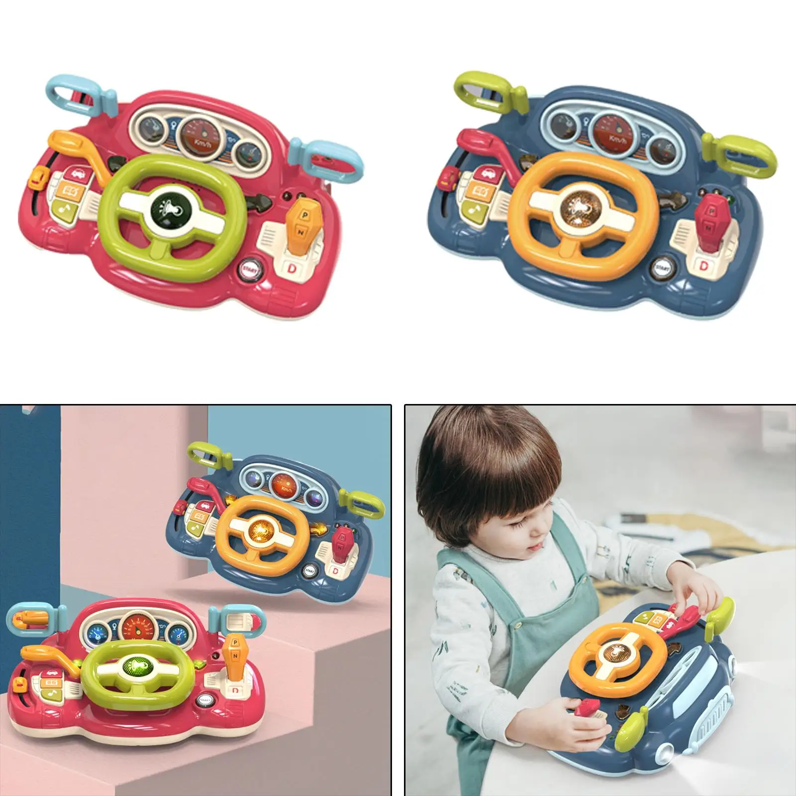 Kids Steering Wheel Toy, Driver Toy with Music and Light Learning Toys Educational Gift for Toddlers