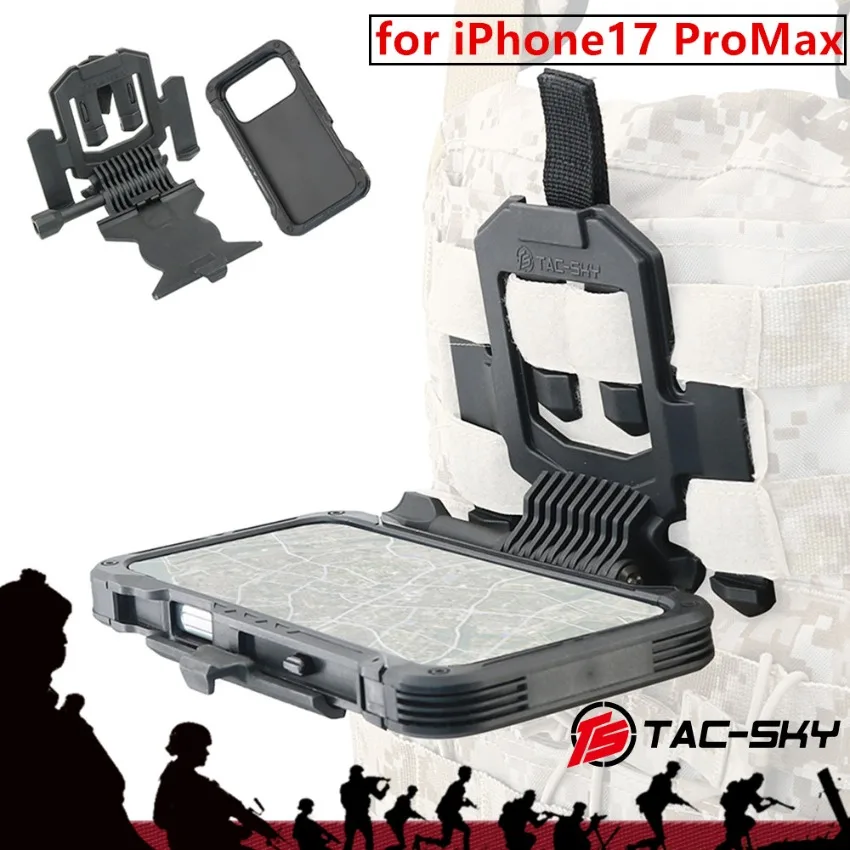 TAC-SKY Shock- and Drop-Resistant Mobile Phone Case (with Phone Mount), for the MOLLE vest system, for the iPhone 17 Pro Max