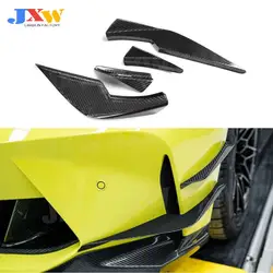 Dry Carbon Fiber Front Bumper Canards Splitters Spoiler Bodykit Side Fin Flaps For BMW G80 M3 G82 G83 M4 2021+ 4pcs/set FRP