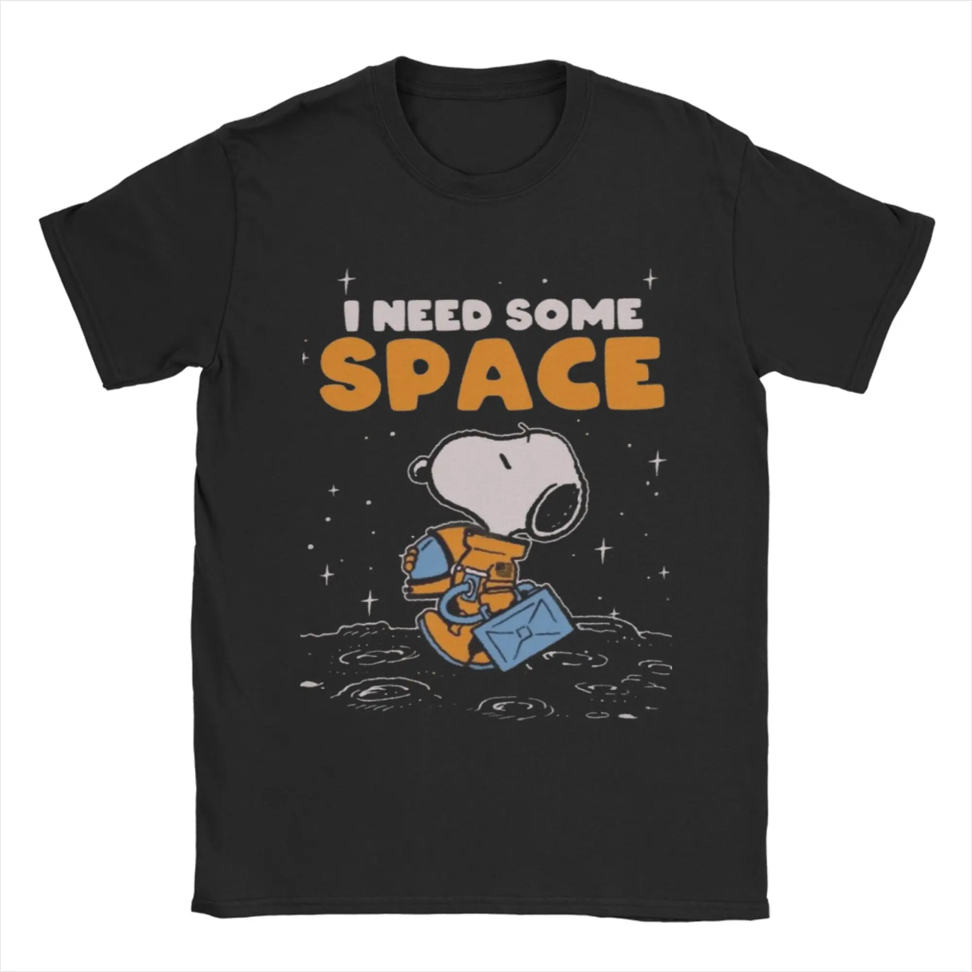 Snoopy Space T Shirts Men Women's 100% Cotton Vintage T-Shirts Round Neck  Tee Shirt Short Sleeve Clothing Birthday Present